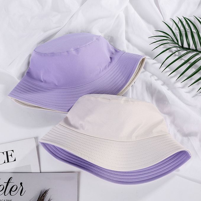 Double-sided Wearing Cap Solid Color Bucket Hat Women Sun Hat