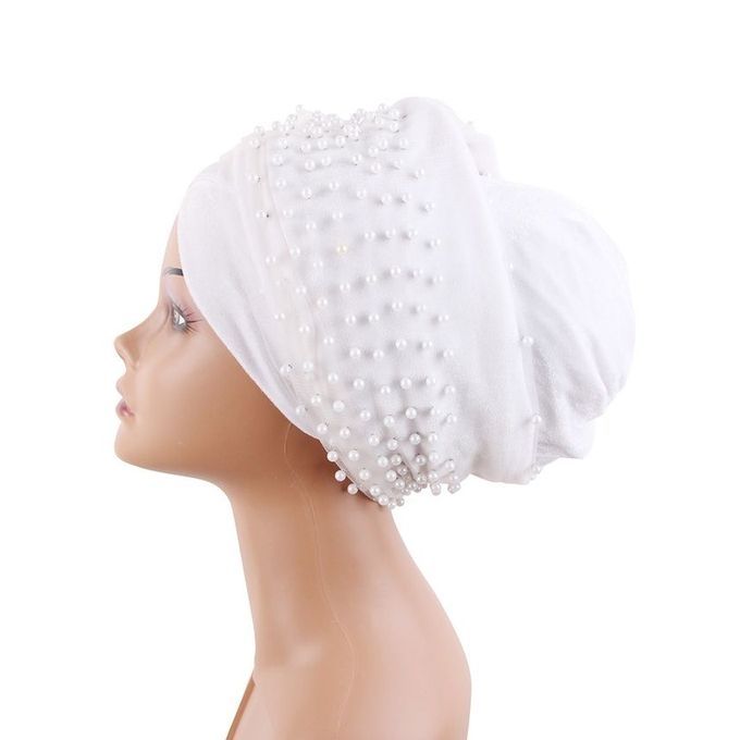 Fashion Universal White Net Beaded Turban | Jumia.com.ng