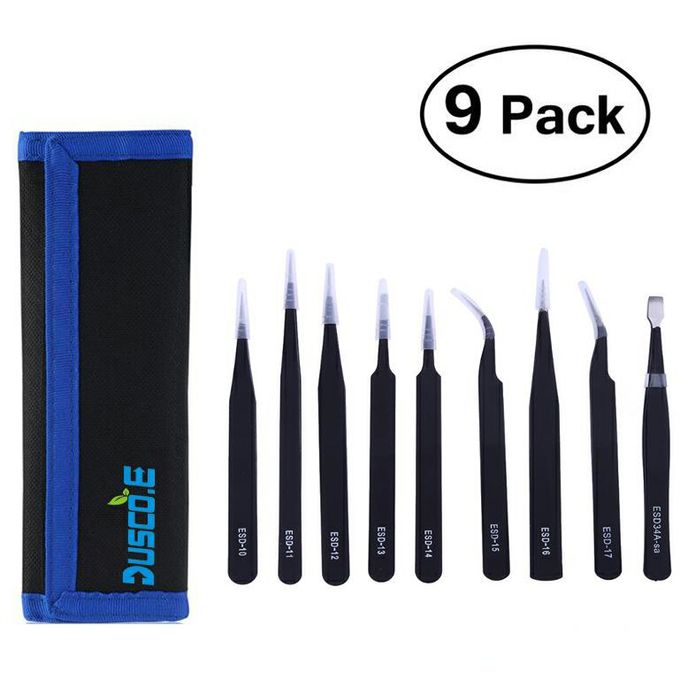 product_image_name-Generic-9Pcs Tweezer Set High Precision Stainless Steel ESD-1