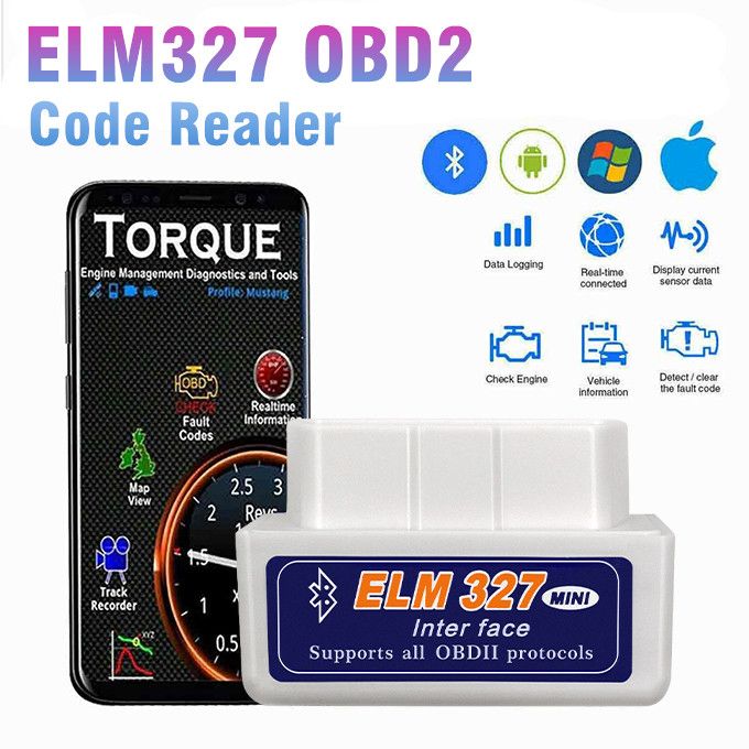 Generic OBD2 Car Diagnostic Bluetooth Scanner Car Code Reader OBDII ELM 327  Read Tool-Gift Disc