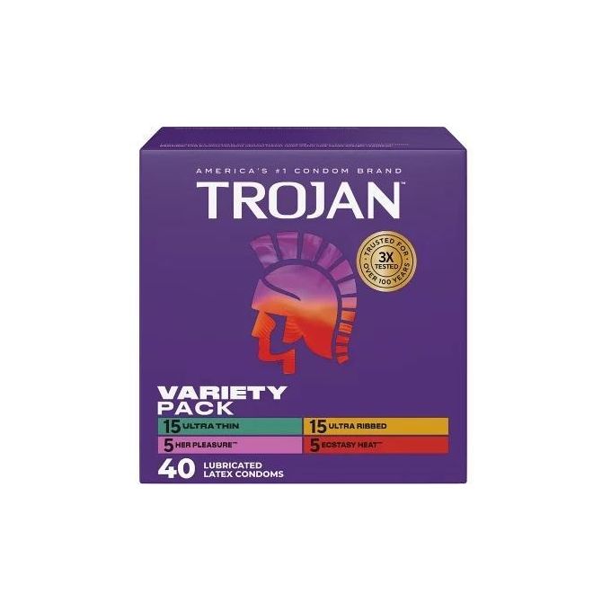 Generic Trojan Variety Pack Lubricated Latex Condoms, 40 ct
