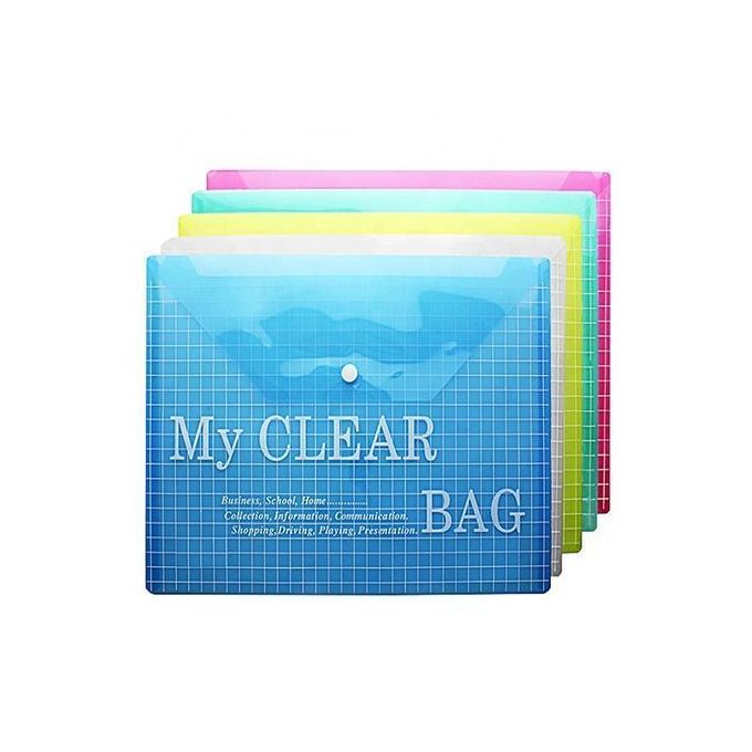 Generic 12X A4 Clear Bag Plastic Popper Files Folders Multi