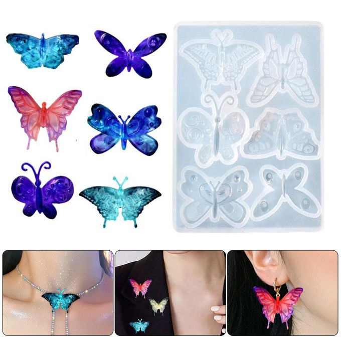 2 Pcs Butterfly Silicone Molds, AIFUDA 3D Big Resin Mold Butterfly Shaped DIY Epoxy Silicone Casting Molds for Wall Hanging Craft Art Decor, White