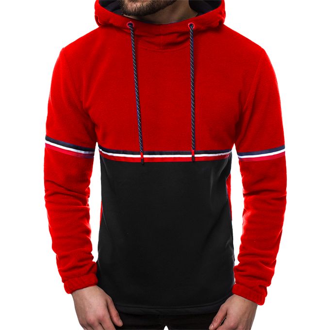 product_image_name-Fashion-Men's Casual Sport Running Letter Hooded Hoodies - Red-1