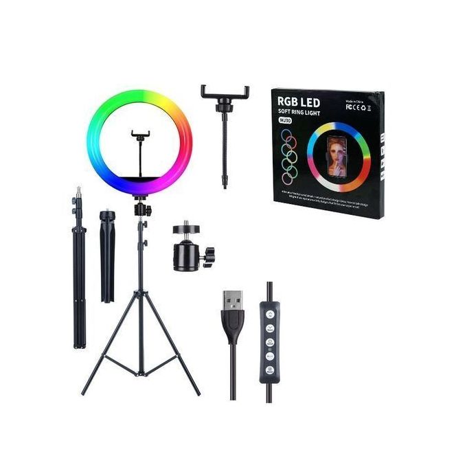 ROQ F-450 50W LED Ring Light 45cm, Remote, Touch key & COLLAR MIC with 8  Feet Tripod Kit - ROQ : Flipkart.com