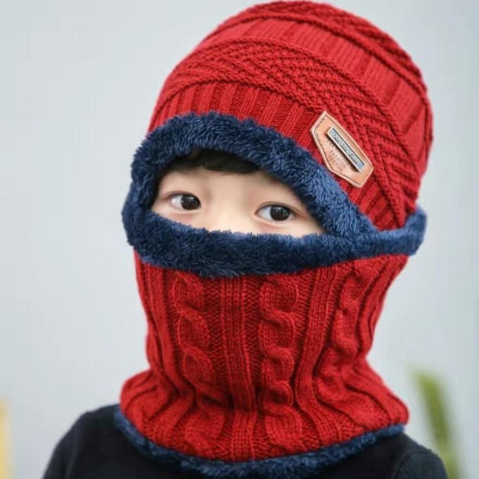 Kids Boy Girl Winter Warm Knitted Crochet Beanie Hat Face Mask Scarf Set Outdoor 