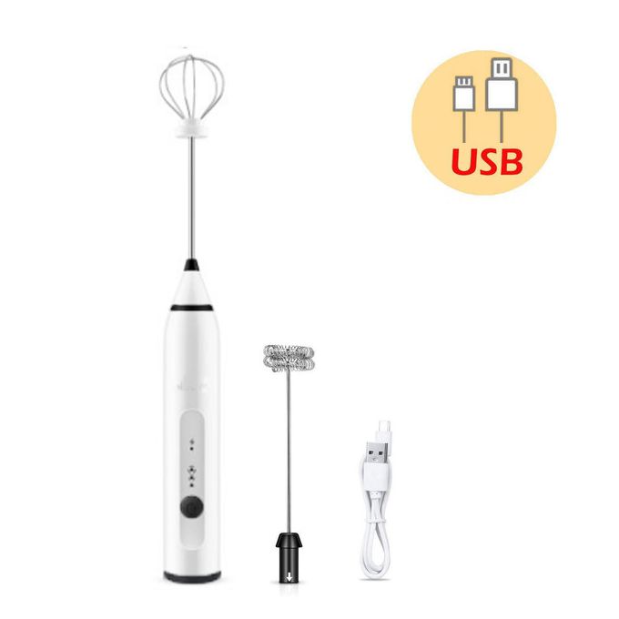 Electric Milk Frother USB Rechargeable 3 Speeds Handheld Whisk Mixer  Stirrer Egg