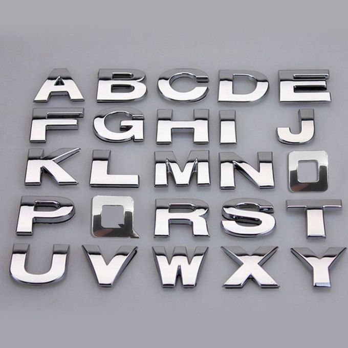 25mm 3D Auto Styling Metall Silber/Schwarz DIY ARC Buchstaben