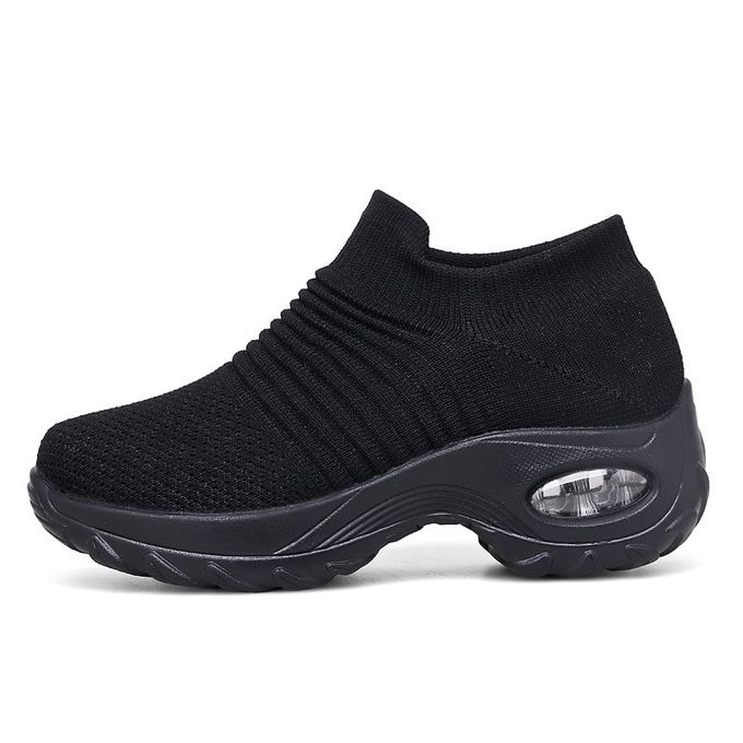 Ladies Air Cushion Socks Sneakers Black 