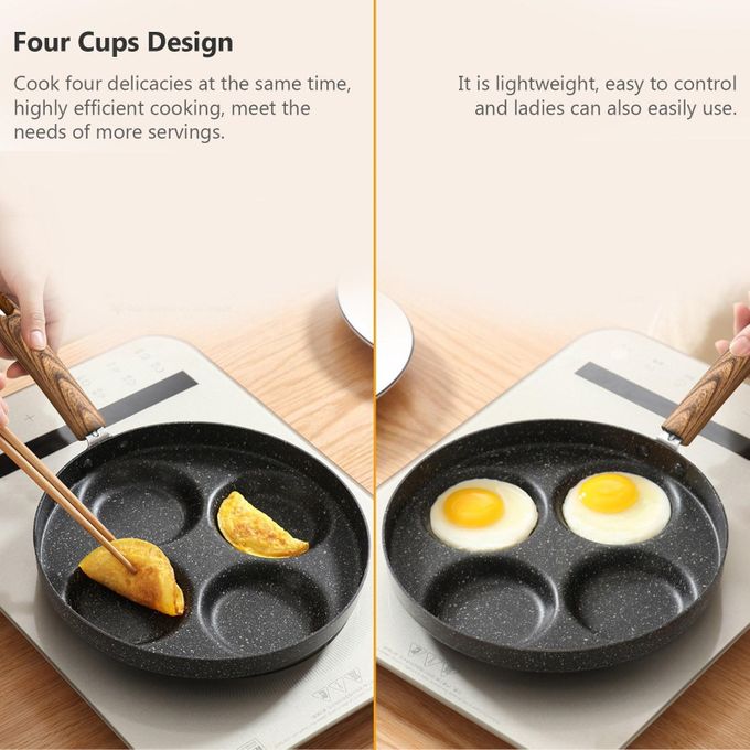 Aluminum 4-Cup Egg Frying Pan, Non Stick Egg Cooker Pan