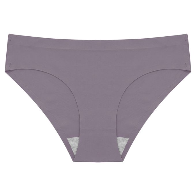 Generic Women's Panties Soft Silk Women's Underwear Briefs Mid_waist Women  Lingerie Seamless Ladies Underpants XXXL Slip Femme Tangas(#Purple)