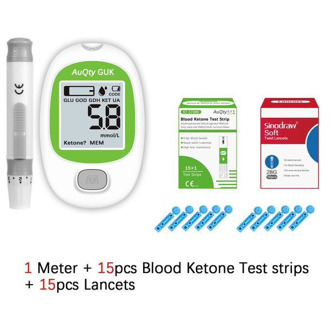 Complete 3in1 Test Kit. Blood Sugar, Blood Ketone, Uric Acid  Multi-Monitoring System. With Blood glucose, Blood ketone, Uric acid test  strip, Lancets. For Keto Diet, Diabetes, Gout Testing