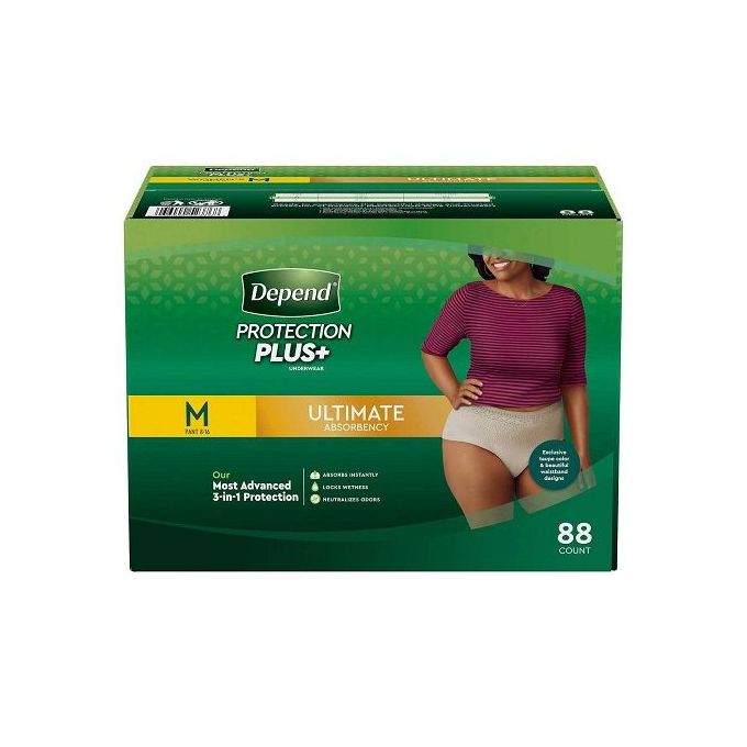  Depend Protection Plus Ultimate Underwear for Women, Medium (88  Count) : Health & Household