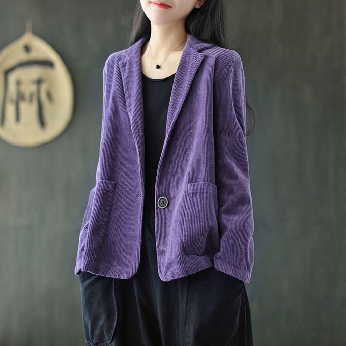 product_image_name-Fashion-Bs Women Corduroy Daily Popular Oversized Notched Vintage Pure-purple-1