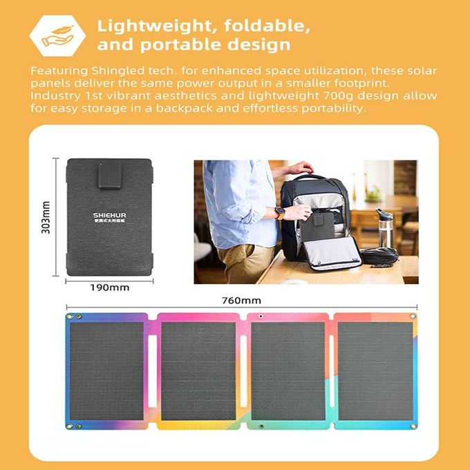 Shiehur 33W Foldable Solar Charger Portable Solar Panel