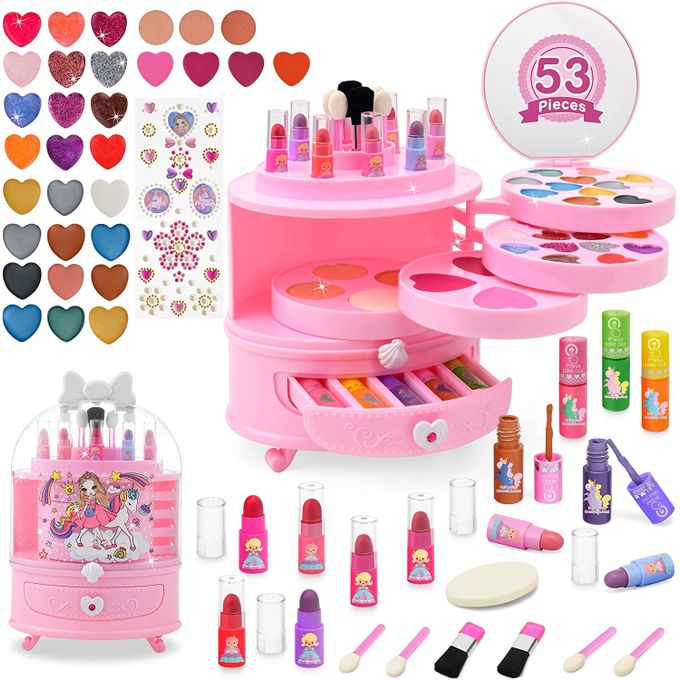 Cheap Girls Makeup Kit Kids Make Up Set Real Cosmetics Play Set with Travel  Cosmetic Case Washable Party