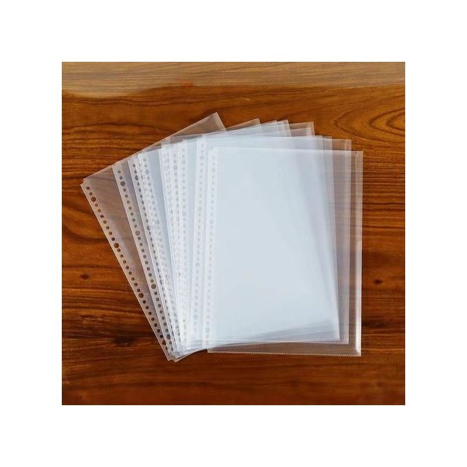 100pcs A4 File Document Folder Clear Sheet Protectors Punched 11-Hole Pocket Binder Sleeves, Size: 30x23x0.10cm
