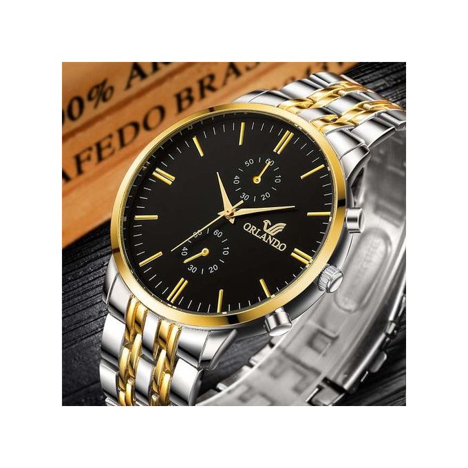 Orlando Fashion Men Watches Gold Plated Stainless Steel Wristwatch ...