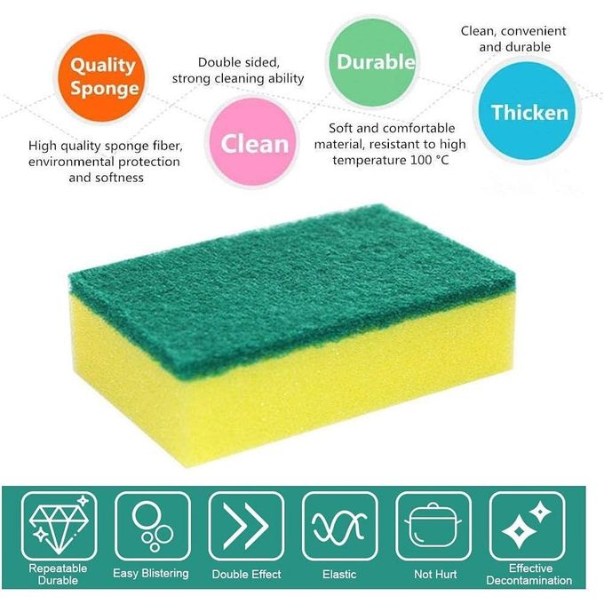 Generic Kitchen Cleaning Sponges with Scrubber, Dual-Sided