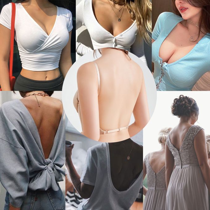 Fashion Women Sexy Push Up Bra Backless Low Cut Plunge Brassiere
