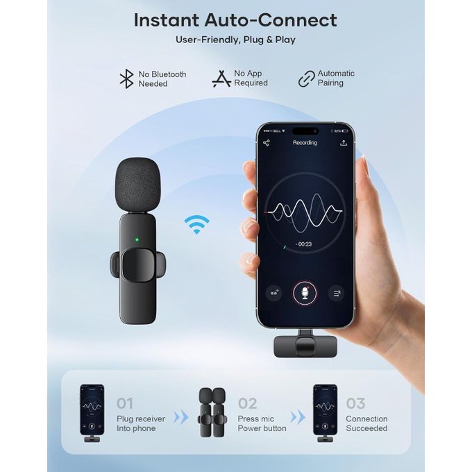 Draadloze Lavalier Microfoon Voor IPhone IPad Professionele Clip On Reversmicrofoon Video Opname Vlog Youtube Tiktok Winddicht 2 Mic 638773336