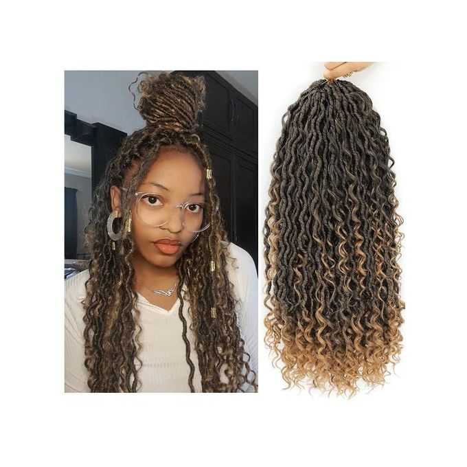 Fashion 6 Packs Curly Faux Locs Crochet Hair, 22 Inch Goddess Hair