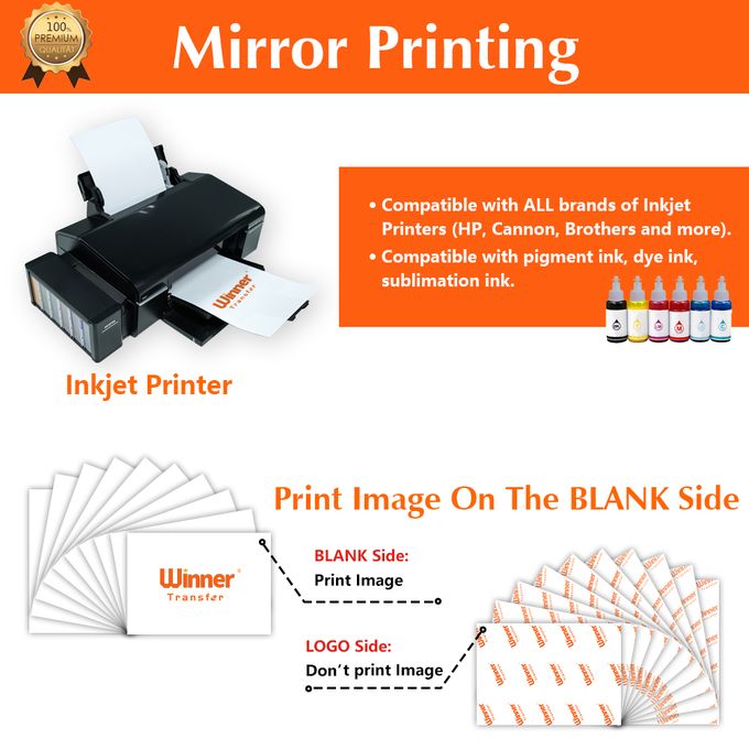 Winner Transfer Inkjet Light Heat Transfer Paper Only For Professional Heat  Press Machine 20pcs