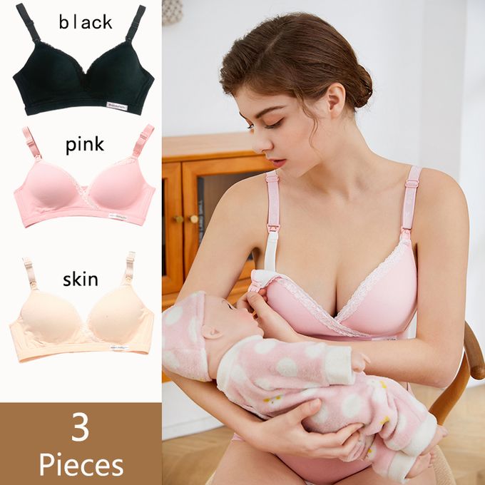 Fashion 3 Pcs Wirefree Nursing Clothing Cotton Breastfeeding Bra For Pregnant  Women