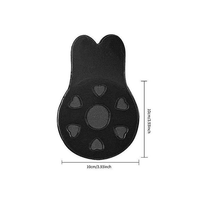 Fashion 2pcs/pair Women Breathable Strapless Push Up Bra Rabbit Shape Reusable  Silicone Invisible Bra Breast Lifting Nipple Cover Stick On Self Adhesive  Bra-Black