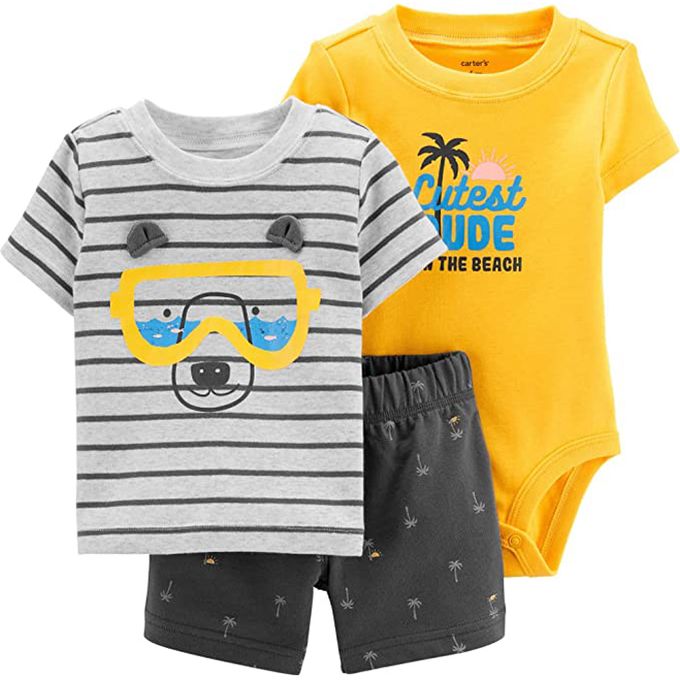 Carter's Baby Boy 3 Pieces Body Suit & Shorts Set