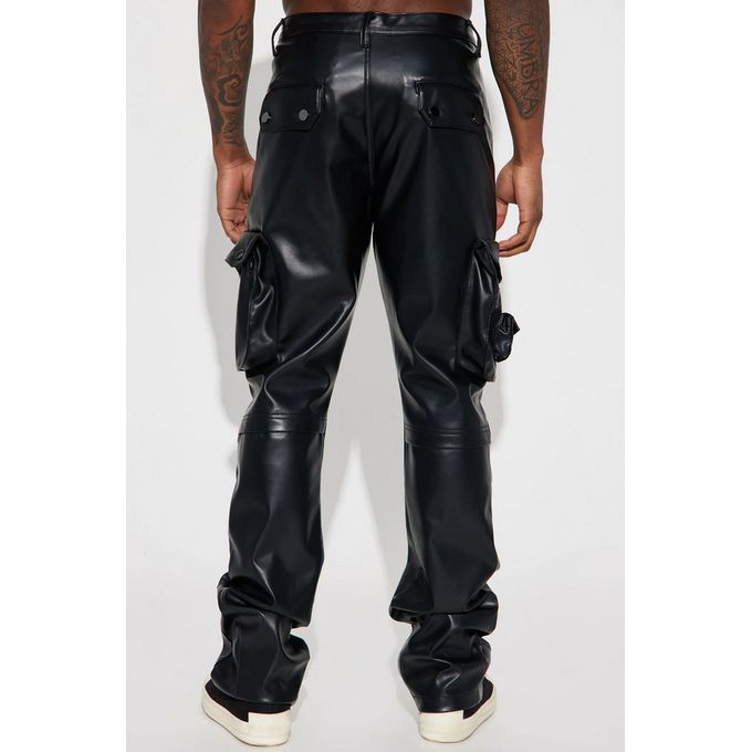Jaop Luxury Classified Faux Leather Cargo Pants - Black
