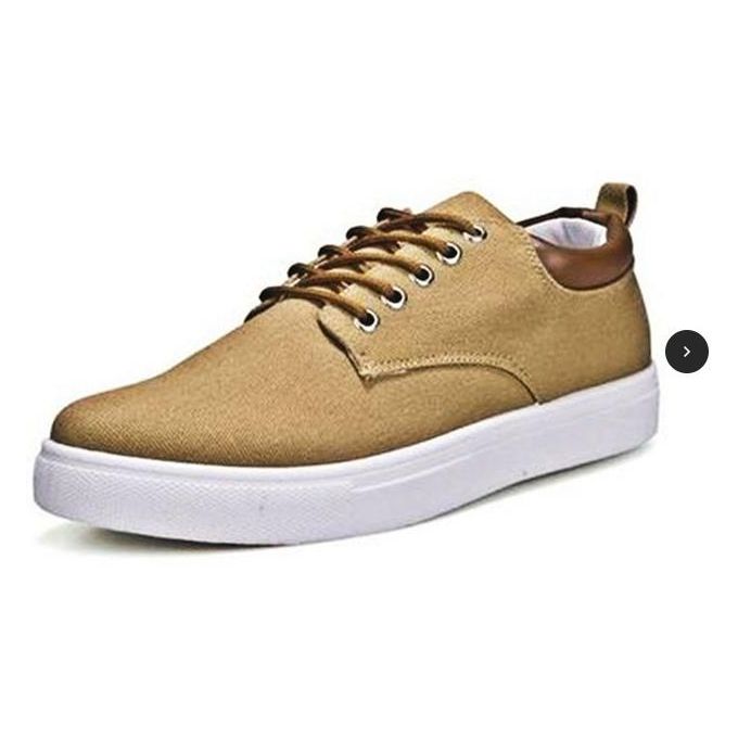khaki canvas trainers