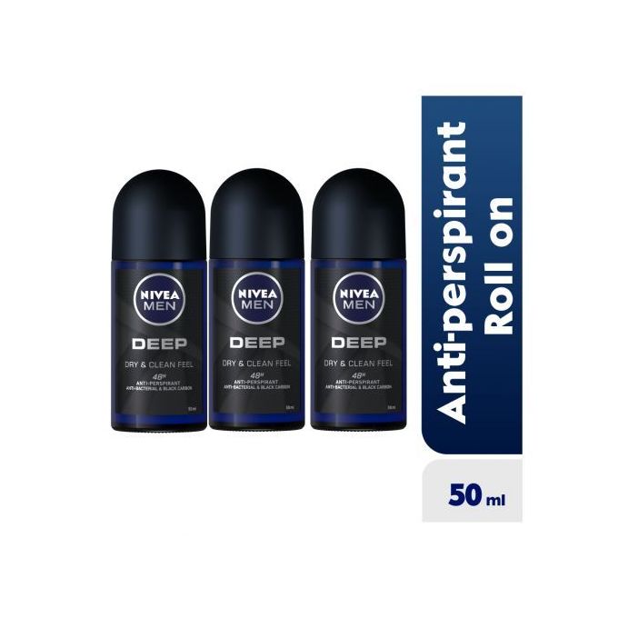 product_image_name-NIVEA-Deep Anti-Perspirant Roll-on For Men, 48h - 50ml (Pack Of 3)-1