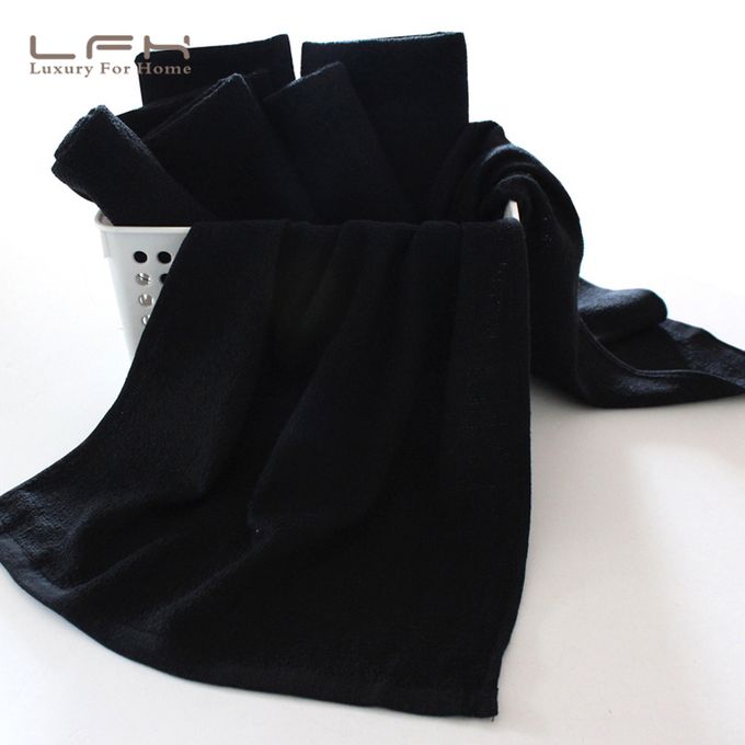 product_image_name-Generic-35x75cm Thicken Black Towel Cotton Large Hand Towels Use-1