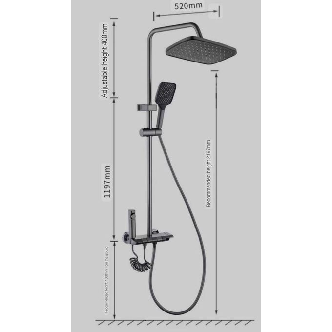 Generic Bathroom Shower System with Overhead Rain Shower