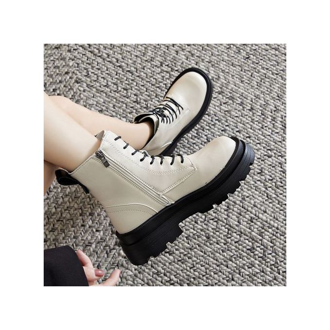 Fashion Ladies British Style Lace Up Women's Boots Casual Non-Slip Martin  Boots-Black