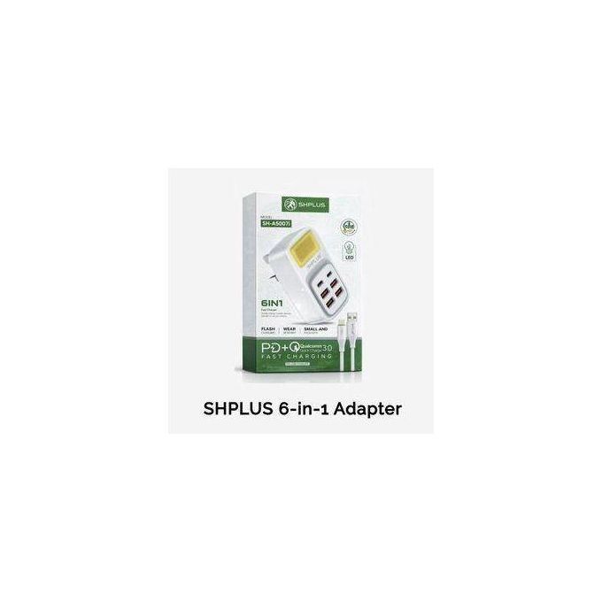 SHPLUS 6 in 1 Port Pd + USB Fast Charging Charger with Cable