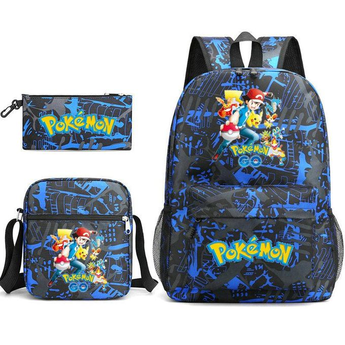 Generic 3pcs POKEMON GO Backpack Anime Goku Backpack Women Men