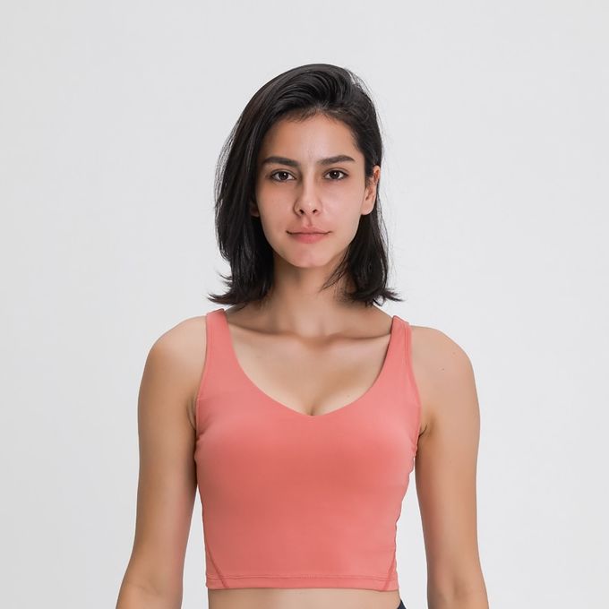 Fashion Women Crop Tank With Shelf Built In Bra Workout Top With