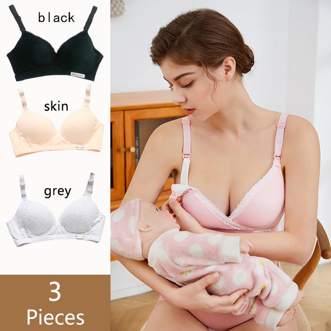 Fashion 3 Pcs Wirefree Nursing Clothing Cotton Breastfeeding Bra For Pregnant  Women