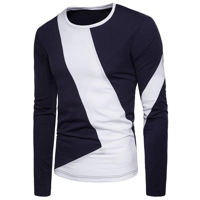 Fashion Trendy Long Sleeve T-Shirt - Blue & White | Jumia Nigeria