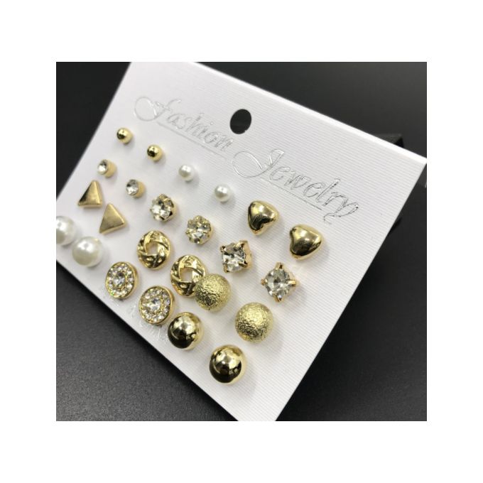 product_image_name-Fashion-Women's High Jewelry Set Stud Earrings 12 Pairs Fashion Diamond Pearls-1