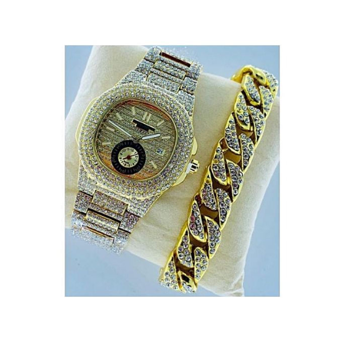 Keep Moving Stone Iced Men's Wristwatch