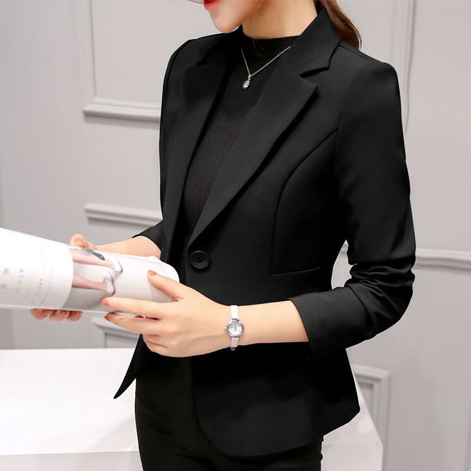 product_image_name-Fashion-2022 New Spring And Autumn Ladies Office Work Casual Blazer (Black)-1