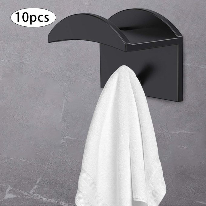 Generic Adhesive Hat Hooks For Wall (10-Pack) - Minimalist Hat Rack Black