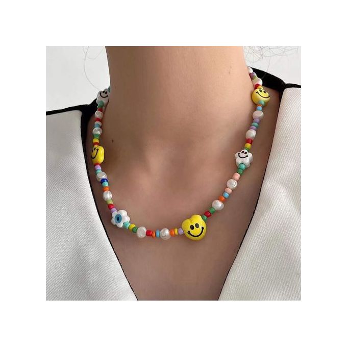 Bohemian Handmade Enamel Yellow Smiley Face Beads Necklace With Pendant  With Beaded Chain Wholesale Jewelry For Women J230809 From Catherine07,  $4.13 | DHgate.Com