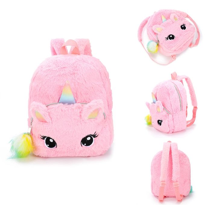 Fluffy unicorn school bag sales