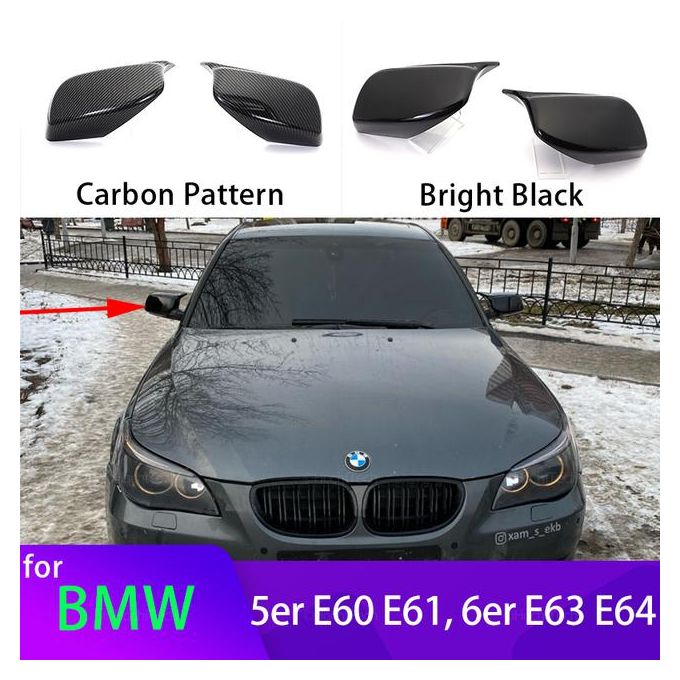 2PCS Car Rearview Side Mirror Cover Caps For BMW E60 E61