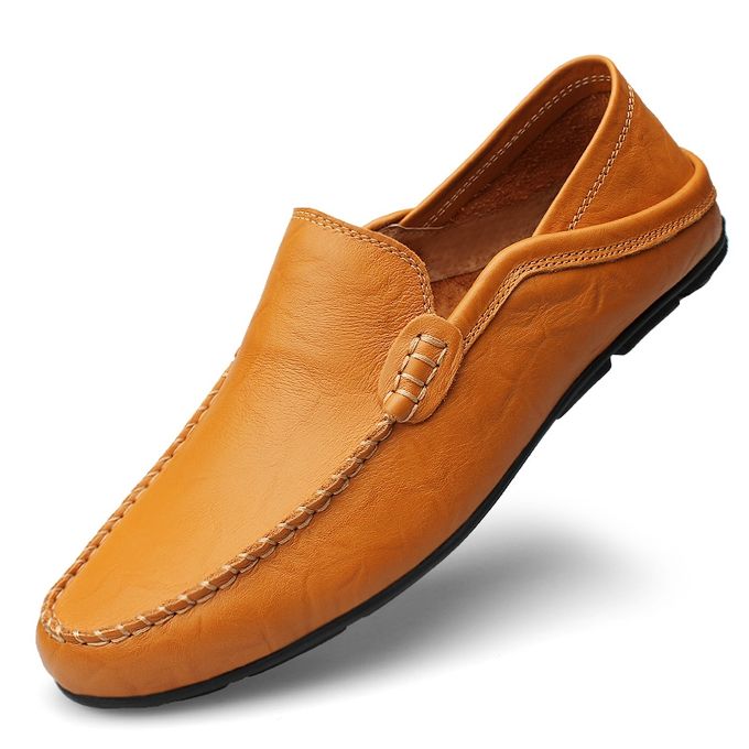 Fashion Big Size PU Leather Shoes Men Casual Moccasins-Yellow Brown ...