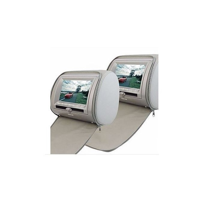 2pcs 7 Inch HD Car Headrest LCD Video Players With Zipper Cover & Remote - Gray, Universal Fit, For Backseat Entertainment